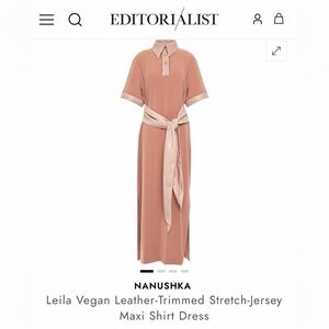 NANUSHKA Leila Vegan Leather-Trimmed Stretch-Jersey Maxi Shirt Dress Small